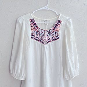 White peasant blouse with stitching